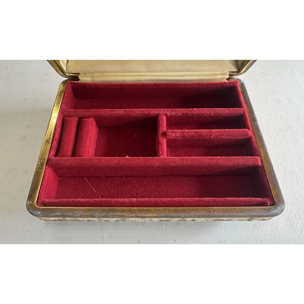 Vtg Phinney-Walker German Rhinestone Purse Jewelry Box Working Alarm Clock TubX